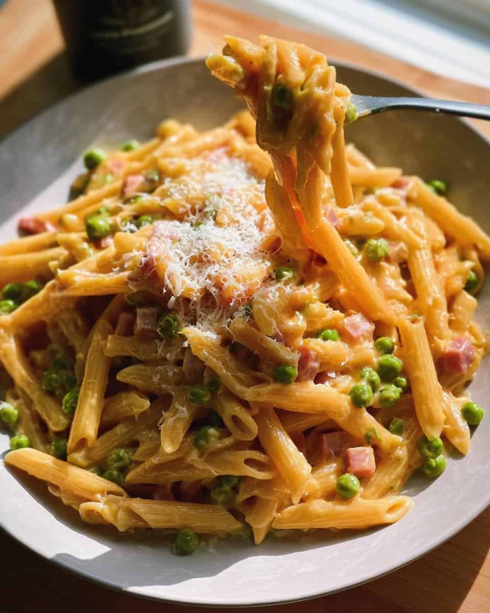 Nudeln mit Schinken-Erbsen-Sauce - detail 2