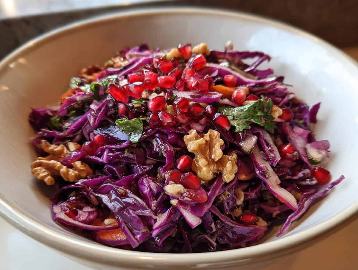 7 Gründe, diesen Rotkraut Salat mit Granatapfelkernen zu lieben