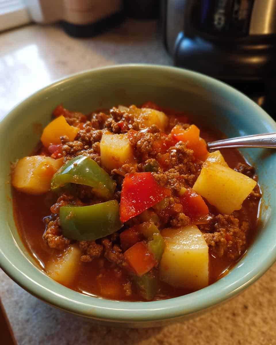 Schneller Bauerntopf mit Hackfleisch und Paprika als Familiengericht - detail 1