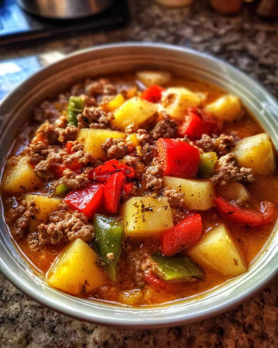 Schneller Bauerntopf mit Hackfleisch und Paprika als Familiengericht - detail 2