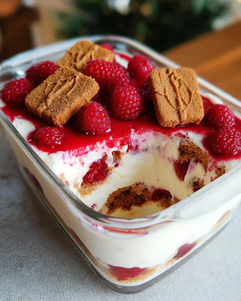Spekulatius Dessert mit Himbeeren im Glas - detail 1