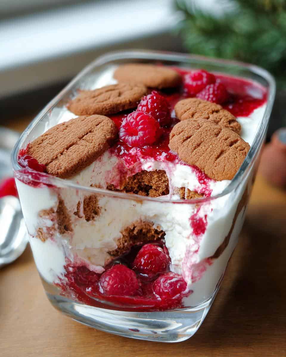 Spekulatius Dessert mit Himbeeren im Glas - detail 3