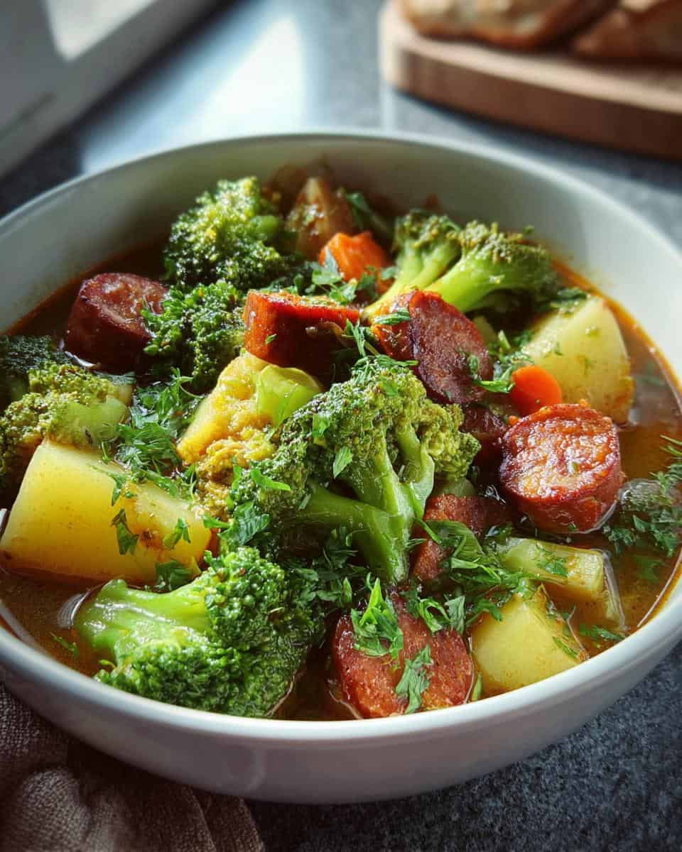 Brokkoli Eintopf mit Kartoffeln und Cabanossi - detail 1