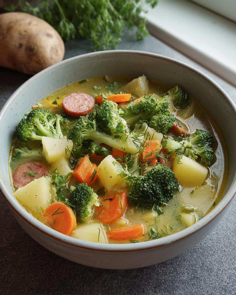 Brokkoli Eintopf mit Kartoffeln und Cabanossi - detail 2