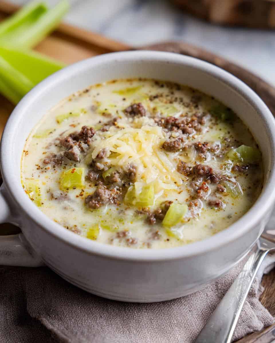 Cremige Käse-Lauch-Suppe mit Hackfleisch schnell und einfach - detail 1
