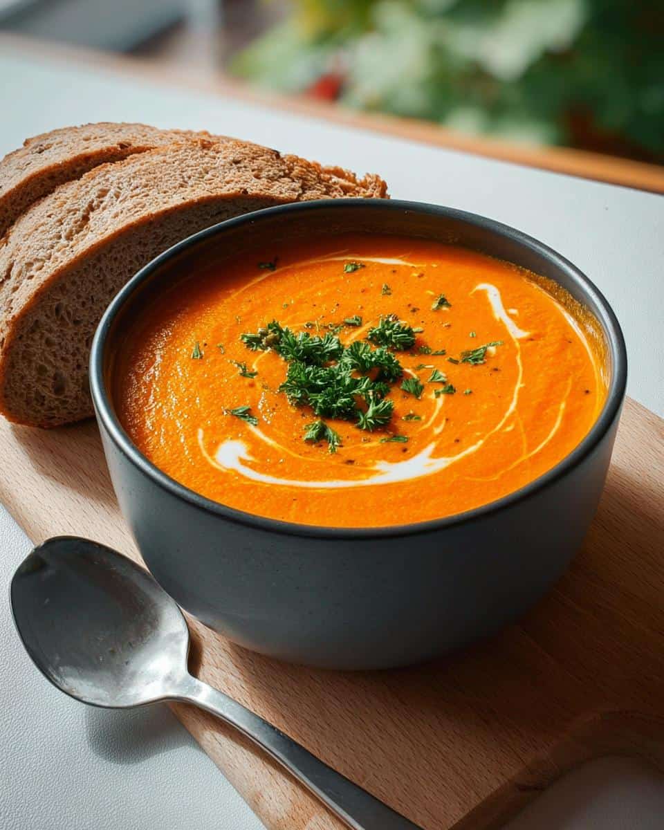 Klassische Kürbissuppe mit Vollkornbrot - detail 2