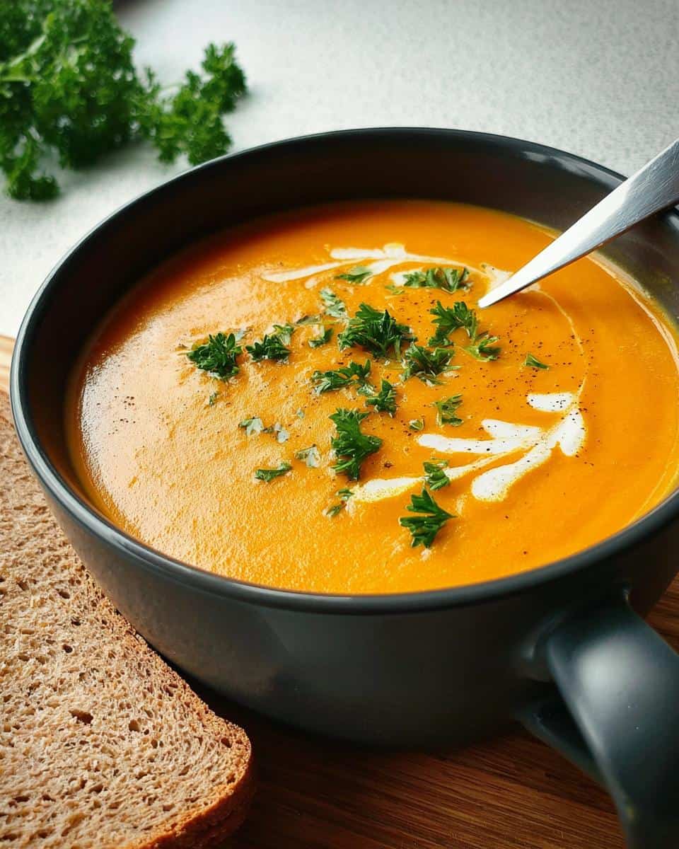Klassische Kürbissuppe mit Vollkornbrot - detail 3