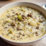 Käse Lauch Suppe mit Hackfleisch Rezept