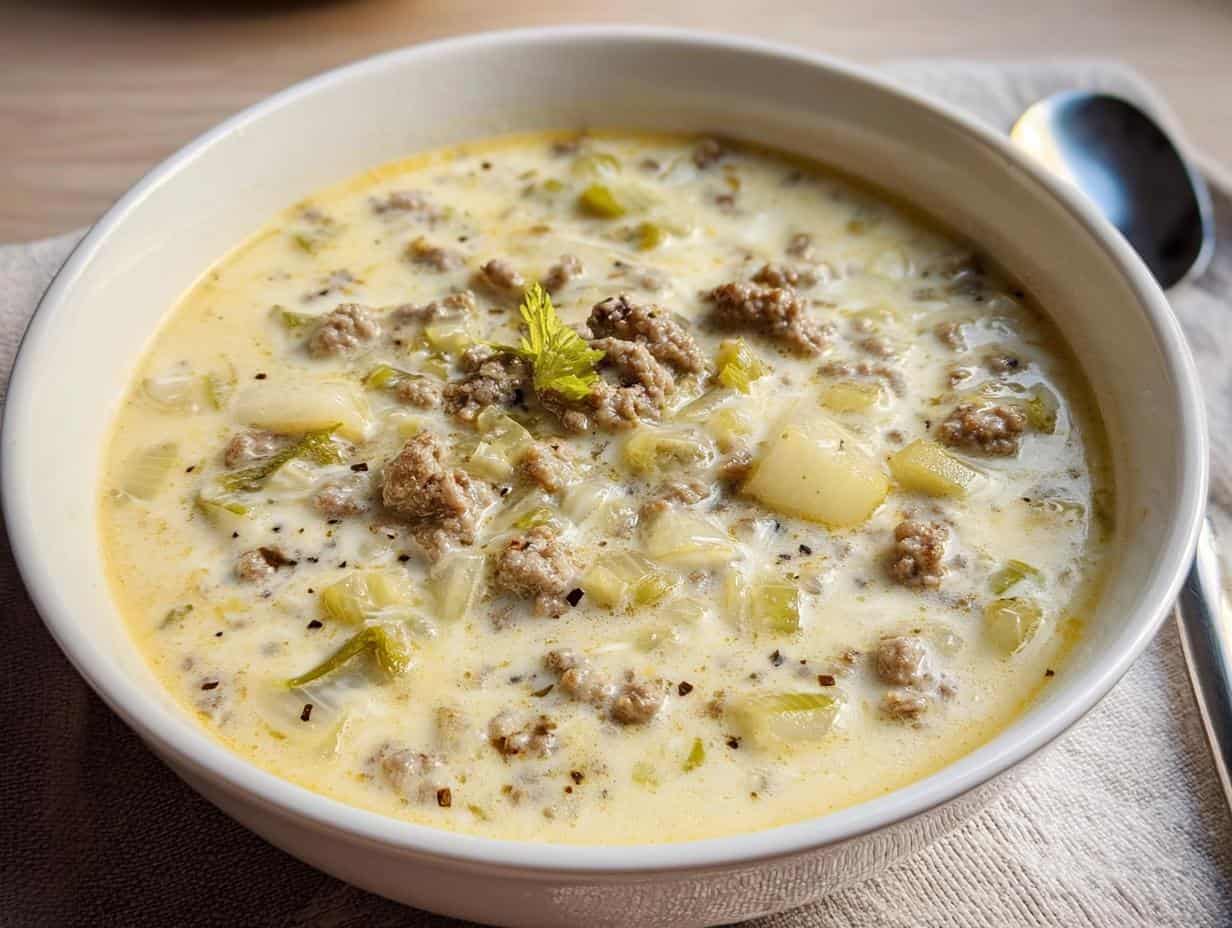 Käse Lauch Suppe mit Hackfleisch Rezept