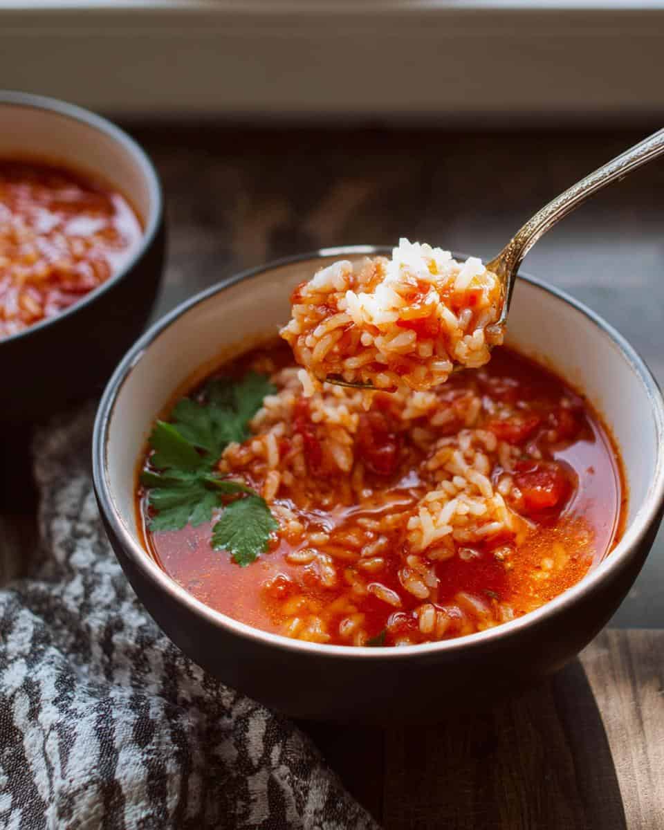 Schnelle Tomatensuppe mit Reis und Dosentomaten - detail 3