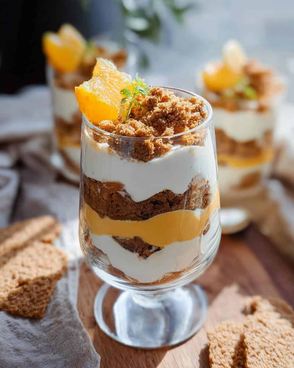 Spekulatius Dessert mit Orangencreme im Glas - detail 2