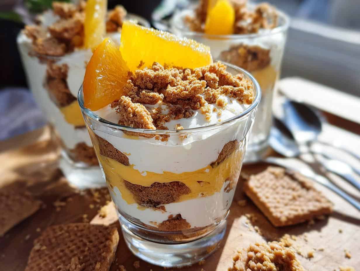 Spekulatius Dessert mit Orangencreme im Glas