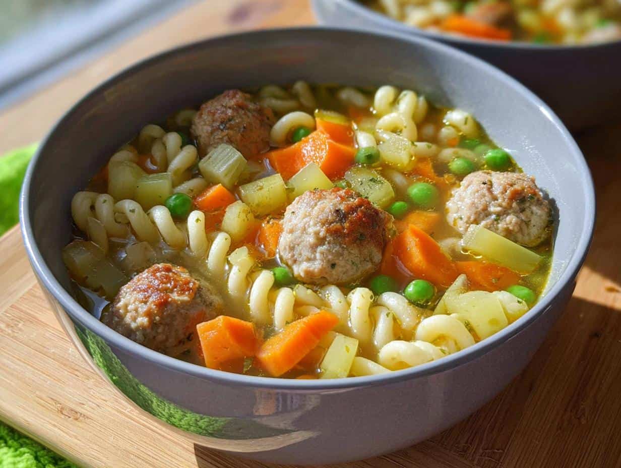 Omas Hackbaellchen Suppe Nudeln Rezept macht Glücklich