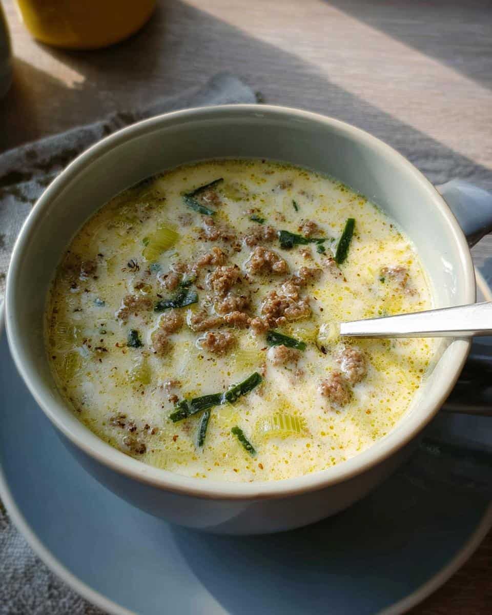 kaese lauch suppe mit hackfleisch - detail 2