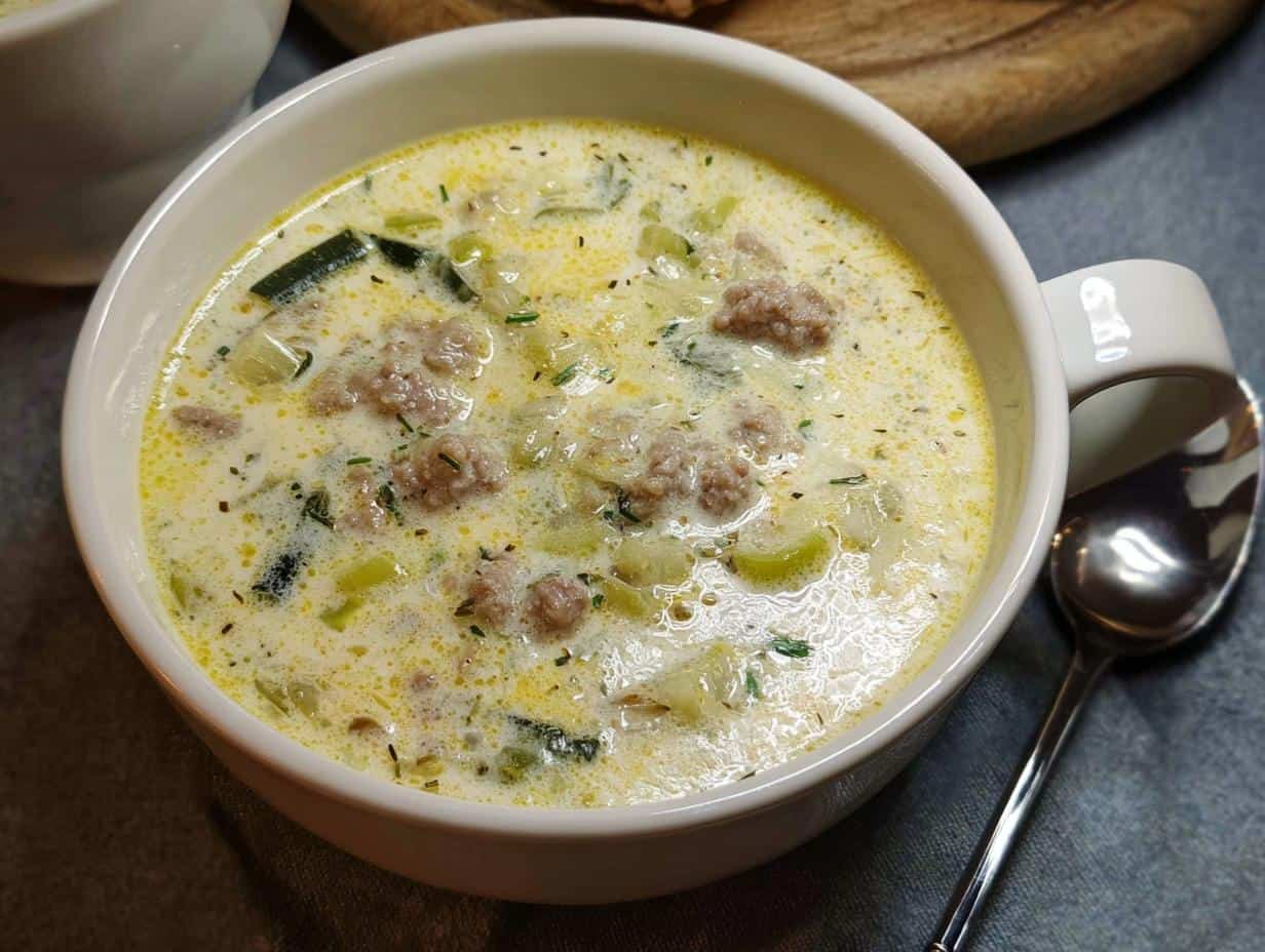 kaese lauch suppe mit hackfleisch