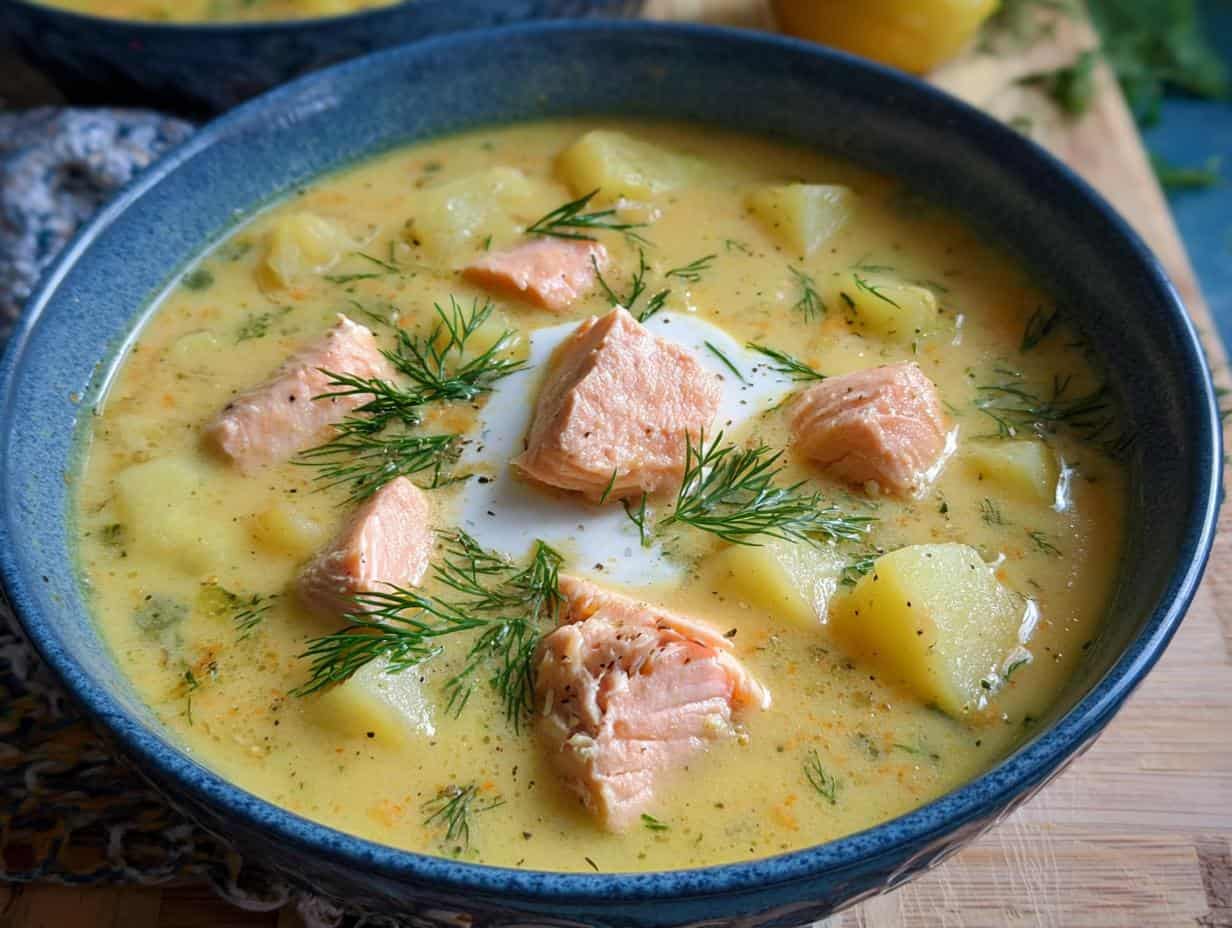 Kartoffelsuppe mit Lachs: 1 Genialer Trick!