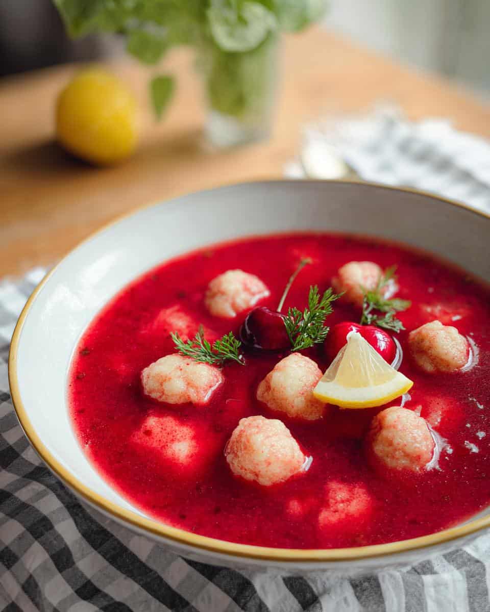kirschsuppe griesskloesschen - detail 1