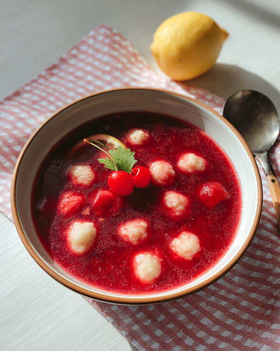 kirschsuppe griesskloesschen - detail 2