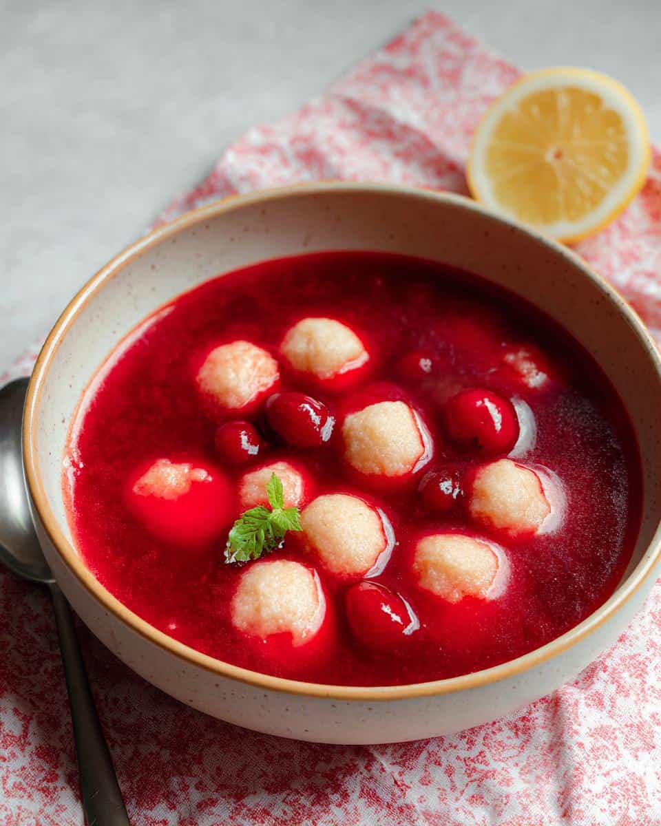 kirschsuppe griesskloesschen - detail 3