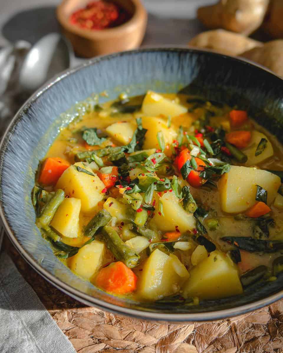 veganer eintopf mit kartoffeln - detail 1