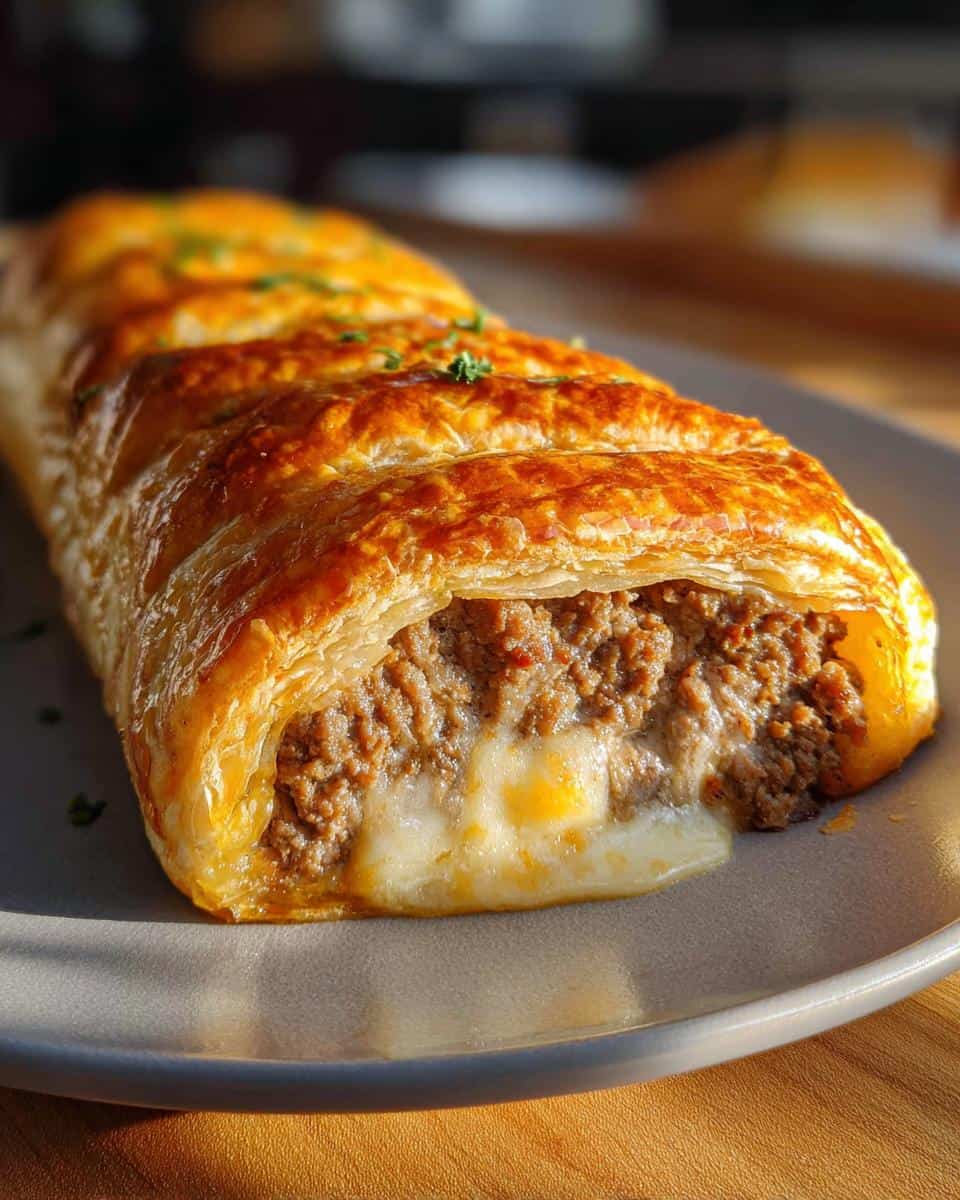 Hackfleisch-Käse-Blätterteig-Rolle - detail 2