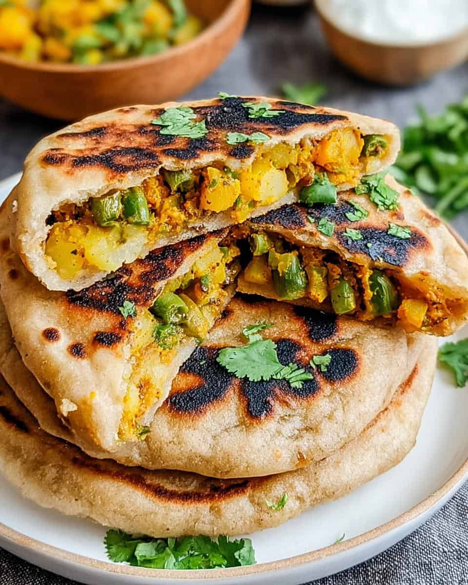 Kartoffel- und Grüne-Bohnen gefülltes Naan für Zuhause - detail 1