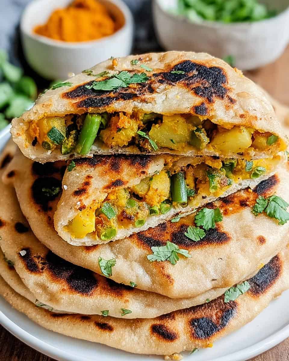 Kartoffel- und Grüne-Bohnen gefülltes Naan für Zuhause - detail 2