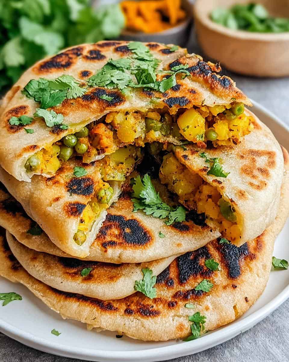 Kartoffel- und Grüne-Bohnen gefülltes Naan für Zuhause - detail 3