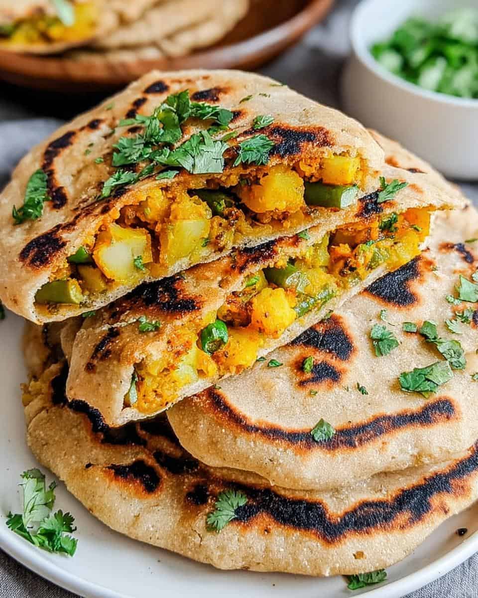 Kartoffel- und Grüne-Bohnen gefülltes Naan für Zuhause