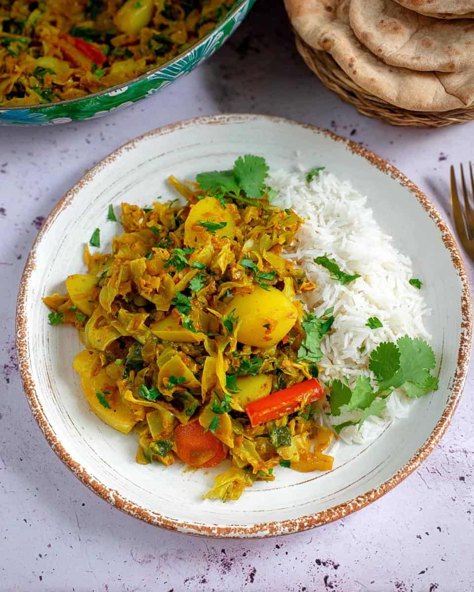 Klassisches Indisches Weißkohl Kartoffel Curry - detail 2