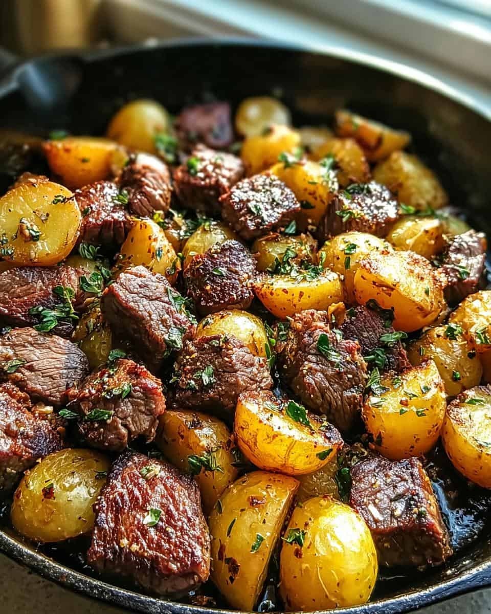 Knoblauch Steak Bissen und Kartoffeln Rezept für Genießer - detail 2
