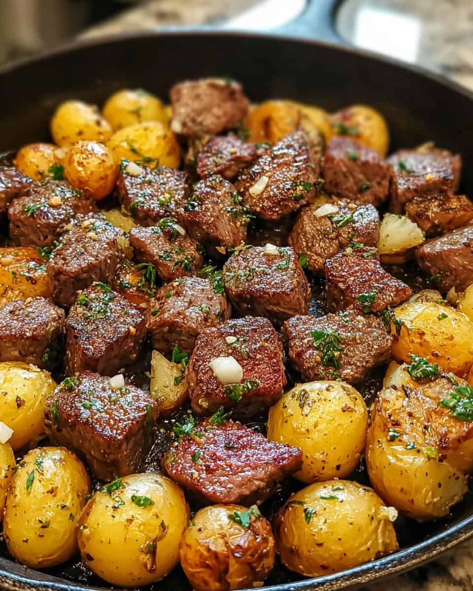 Knoblauch Steak Bissen und Kartoffeln Rezept für Genießer - detail 3