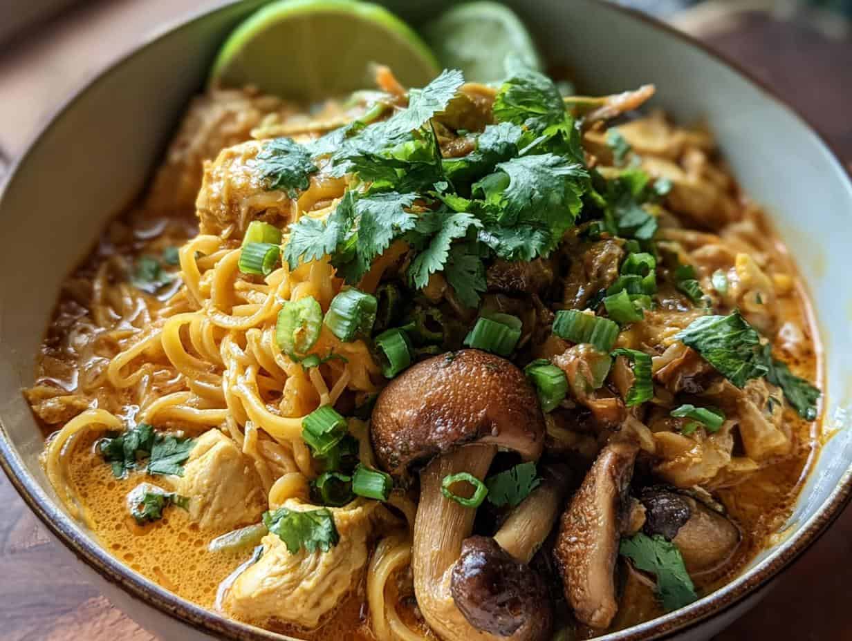 Vergiss nie: Köstliches Kokosnuss-Hühnchen Khao Soi in 30 Min