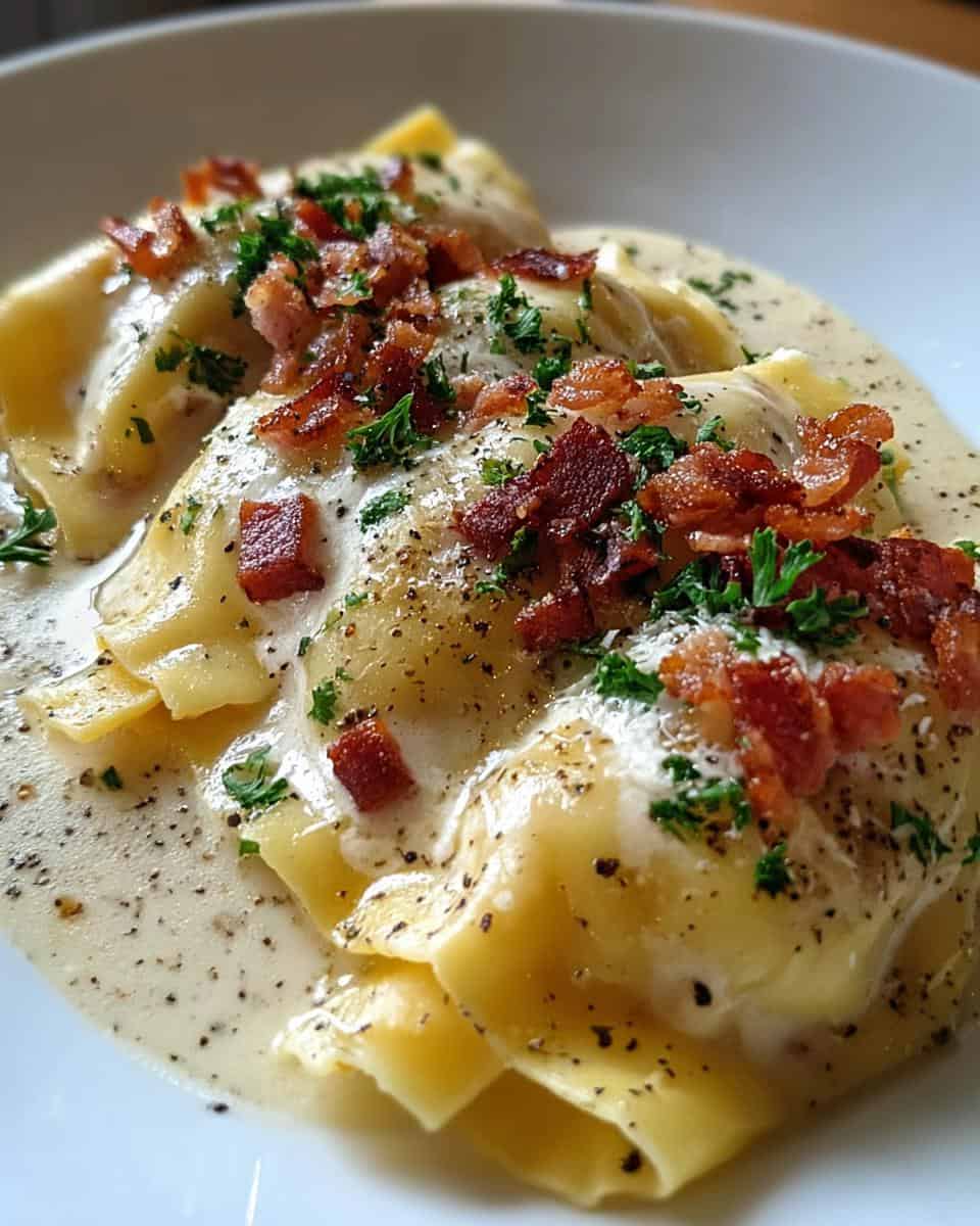 Maultaschen Carbonara - detail 2