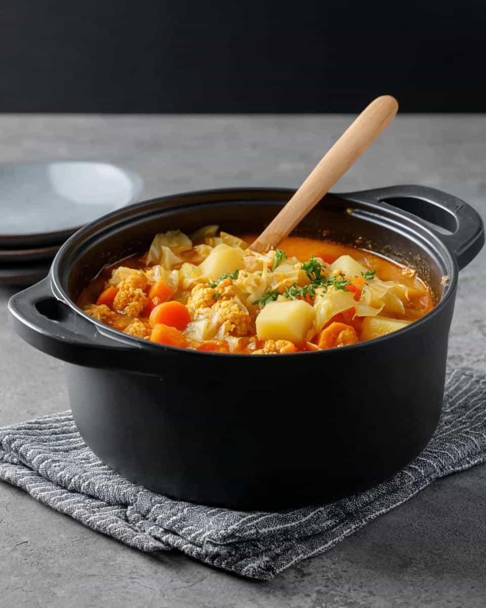 einfaches veganes Weißkohl Curry mit Kartoffeln - detail 1