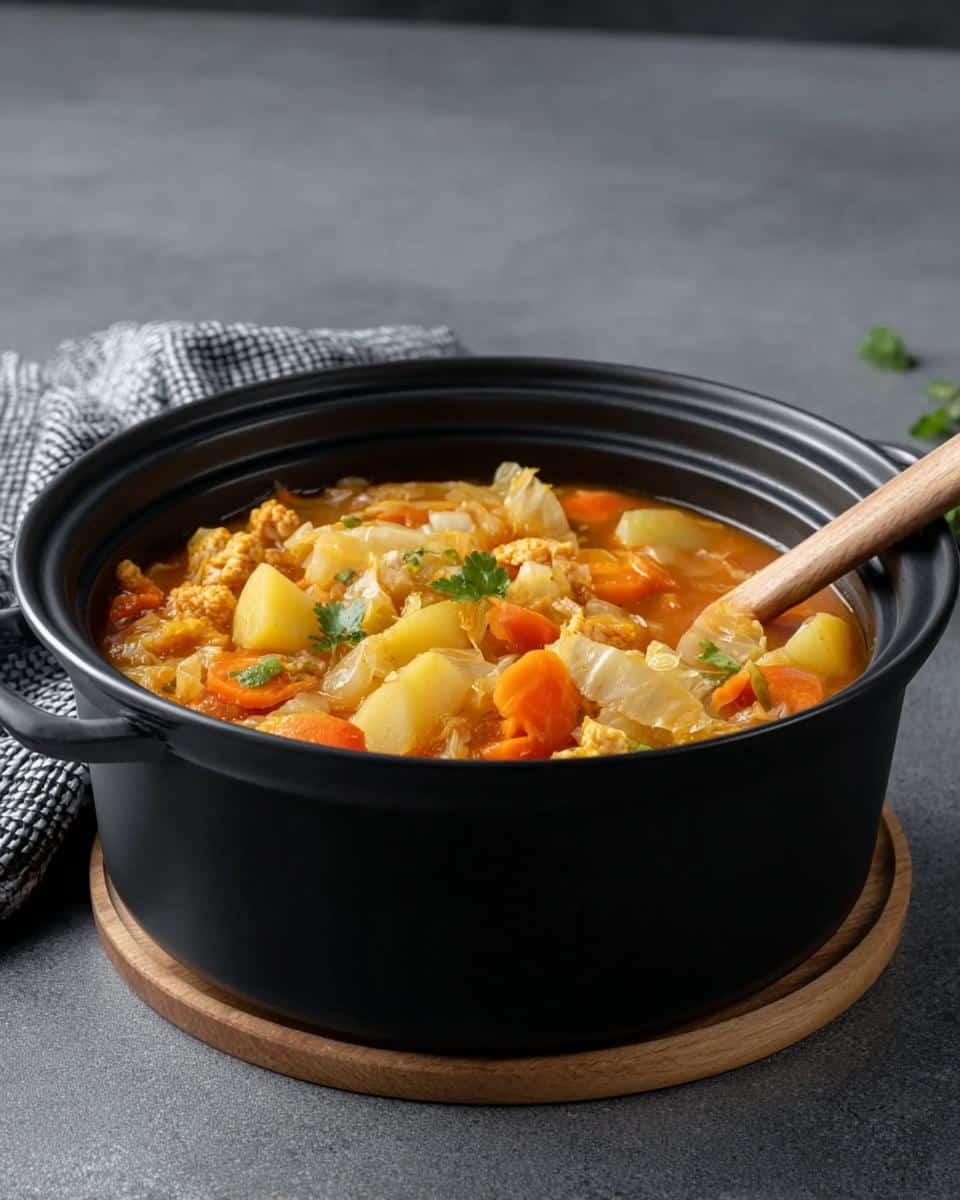 einfaches veganes Weißkohl Curry mit Kartoffeln - detail 2