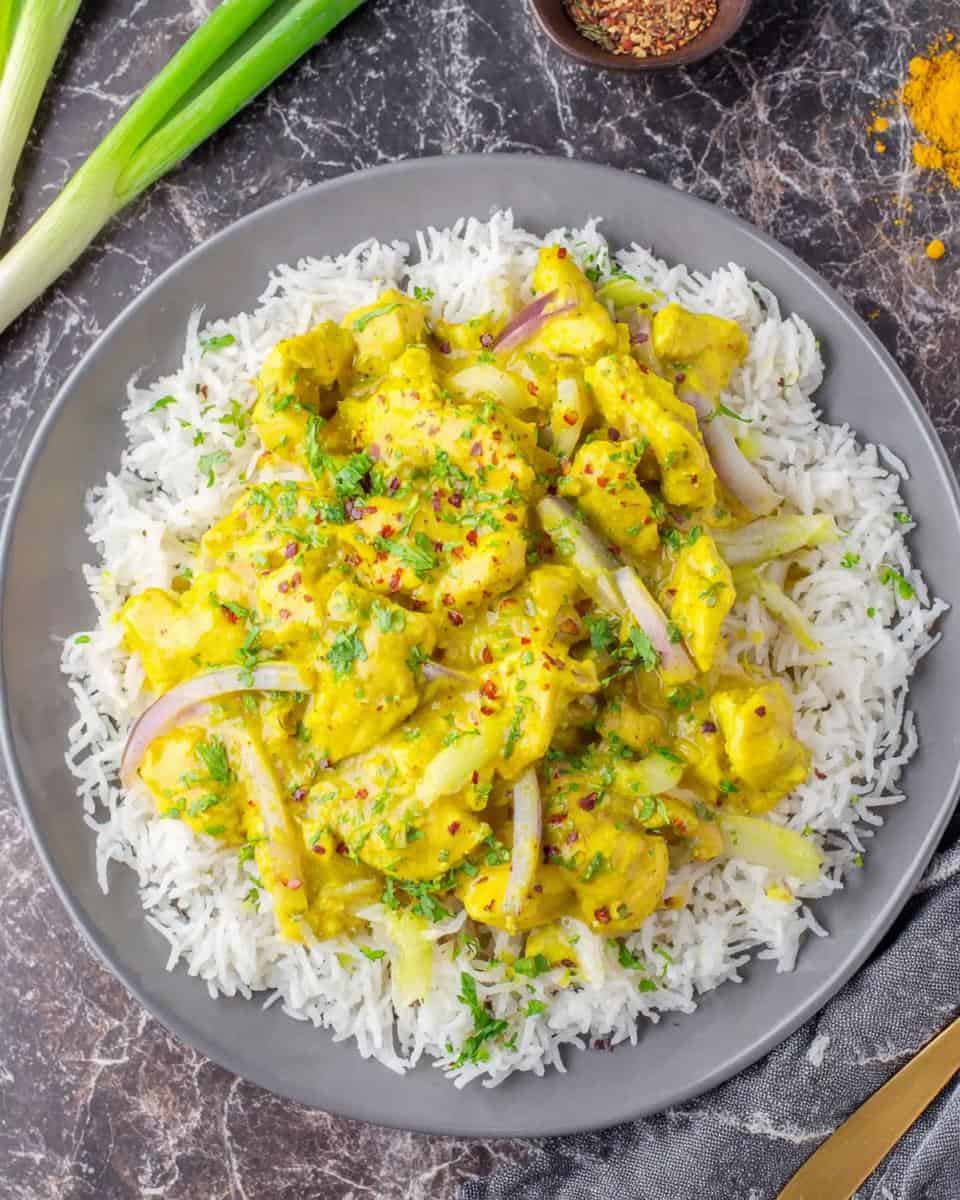 Einfaches indisches Hähnchen Curry mit Reis Rezept - detail 1