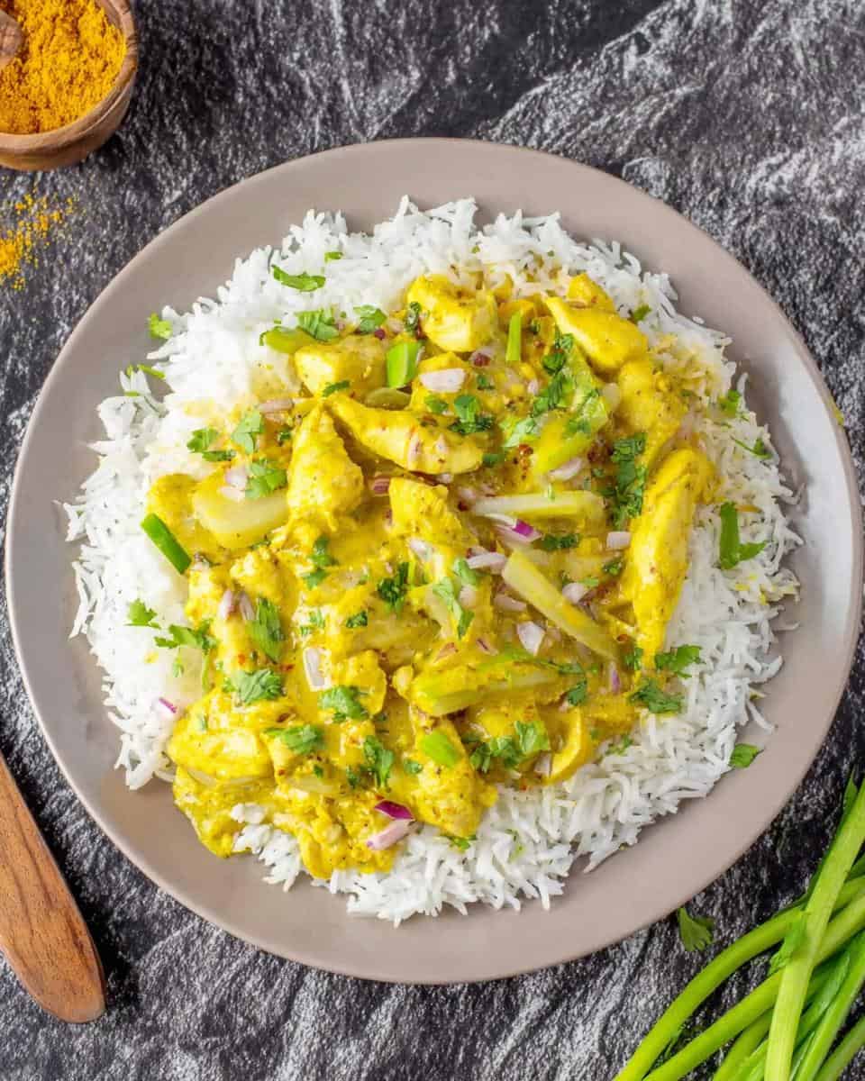 Einfaches indisches Hähnchen Curry mit Reis Rezept - detail 3