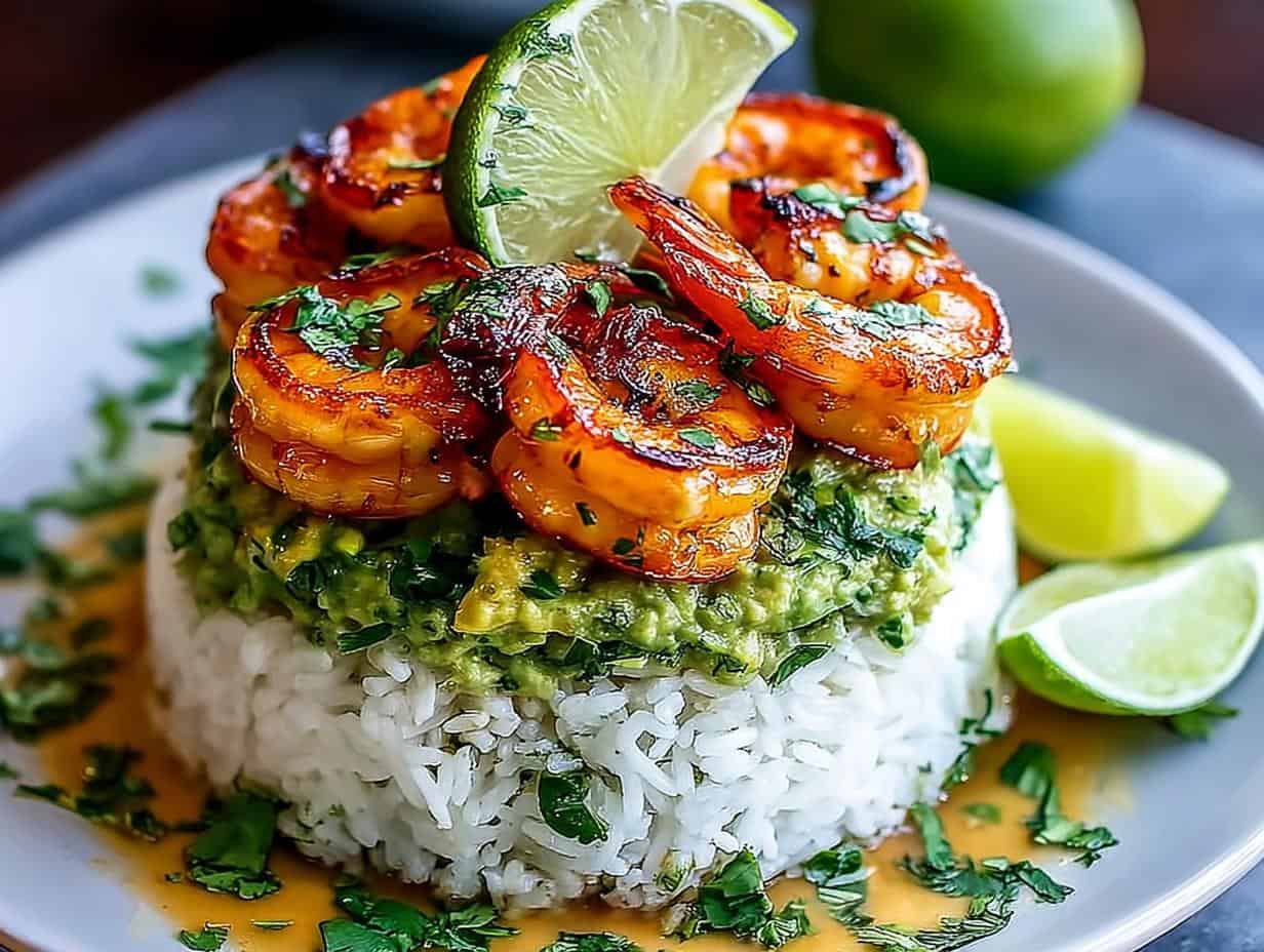 Honig-Limetten-Garnelen-Reis-Stapel: 3 Zutaten zum Glück