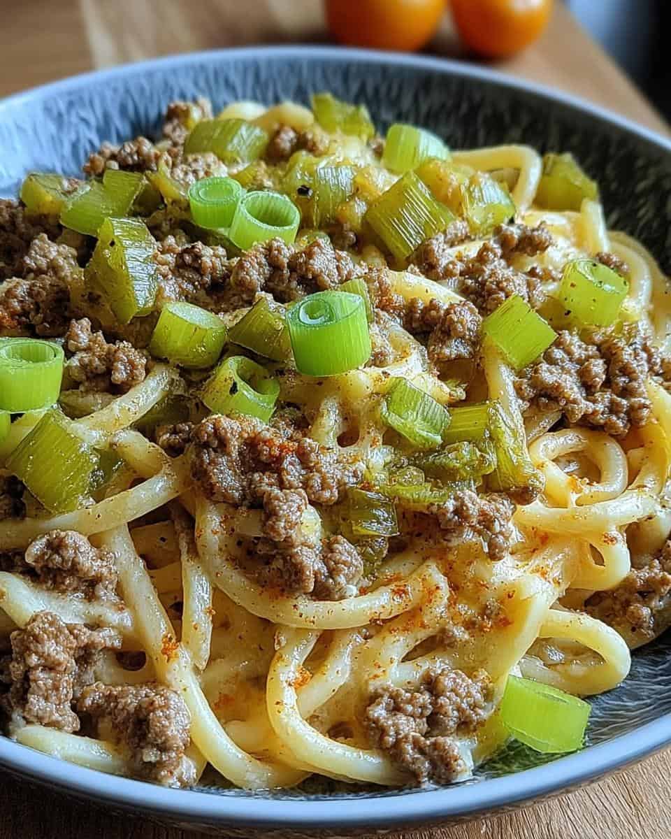 Kaese-Lauch Pasta mit Hackfleisch - detail 2