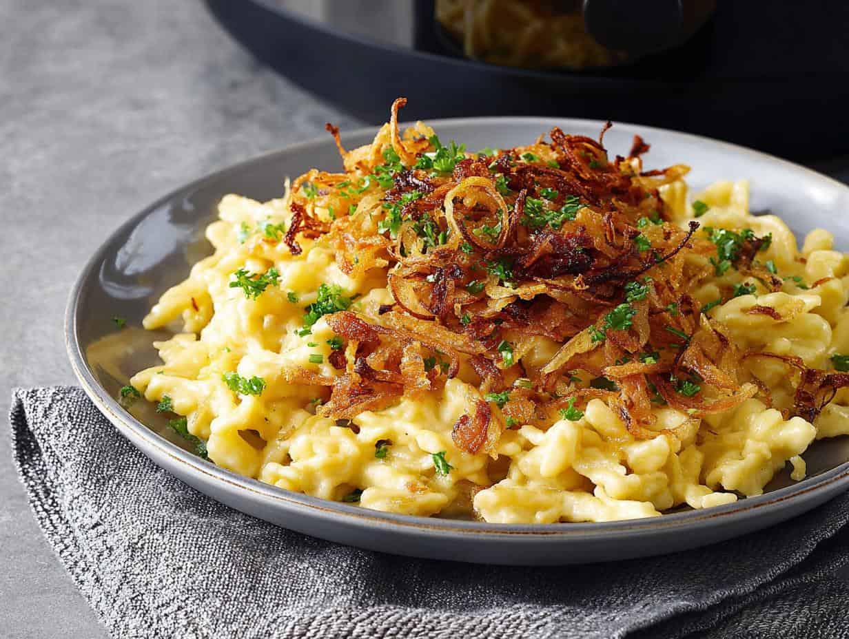 Käsespätzle mit Röstzwiebeln: Verdammt lecker in nur 30 Min