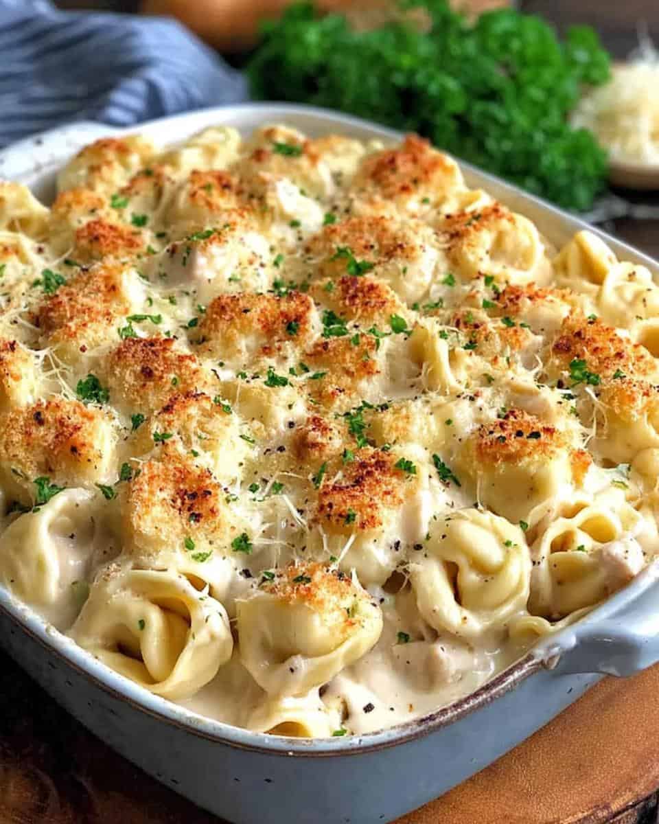 Sündiger Hähnchen Alfredo Tortellini Auflauf in 30 Min - detail 1