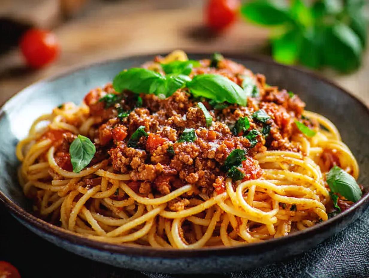Spaghetti mit würzigem Tofu Hack: Genial Einfach!