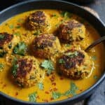 Vegane Linsenknödel in Curry-Sauce