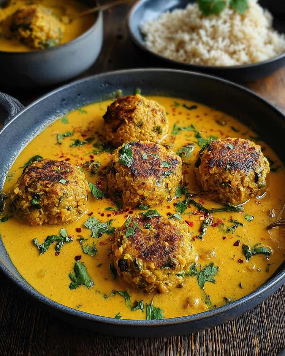 Vegane Linsenknödel in Curry-Sauce - detail 2