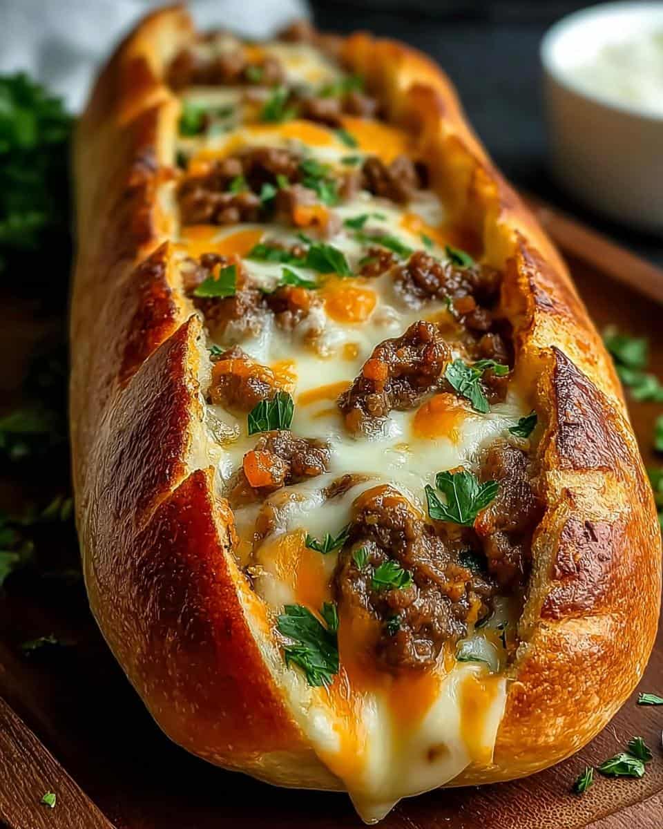 Cheesesteak gefülltes Knoblauchbrot - detail 1