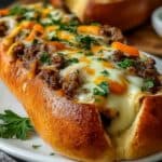 Cheesesteak gefülltes Knoblauchbrot