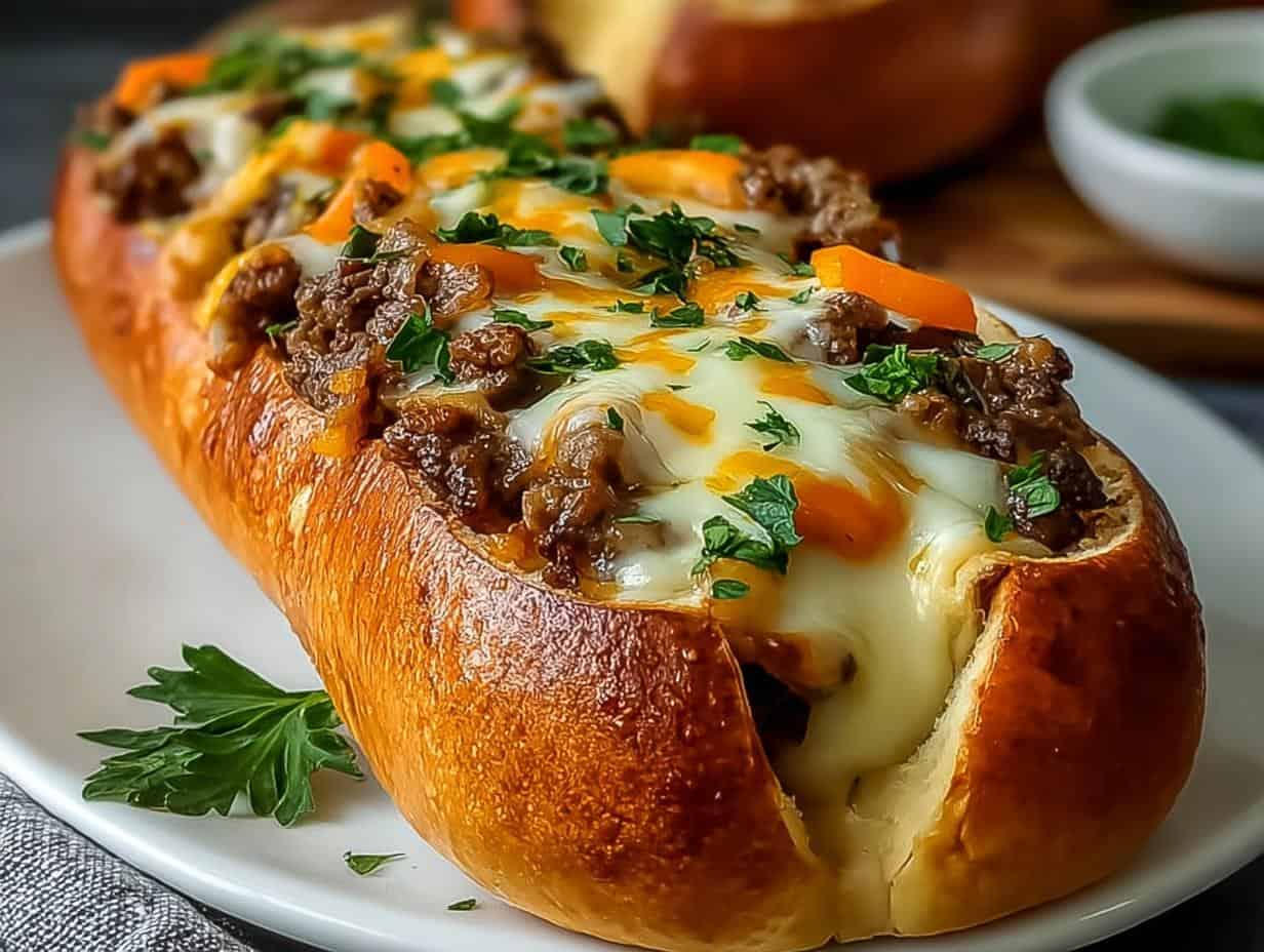 Cheesesteak gefülltes Knoblauchbrot: 1 Genialer Bissen