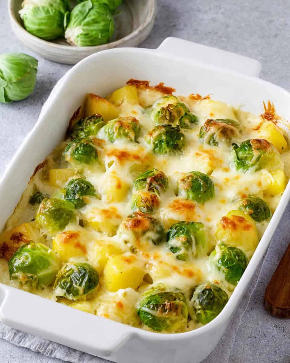 Cremiger Rosenkohlauflauf mit Kartoffeln und Käse - detail 1