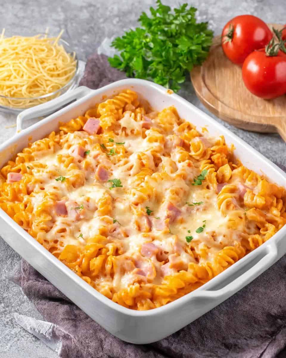 Einfacher Nudelauflauf Schinken Käse ungekochte Nudeln - detail 1